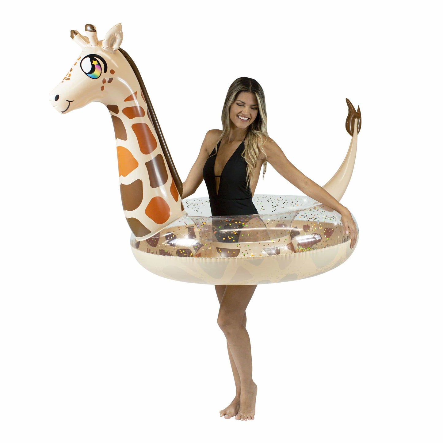 Inflatable Giraffe Animal Pool Tube PoolCandy