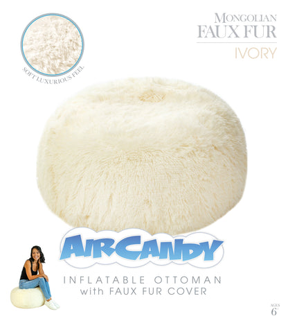 Inflatable Ottoman Mongolian Faux Fur Air Candy