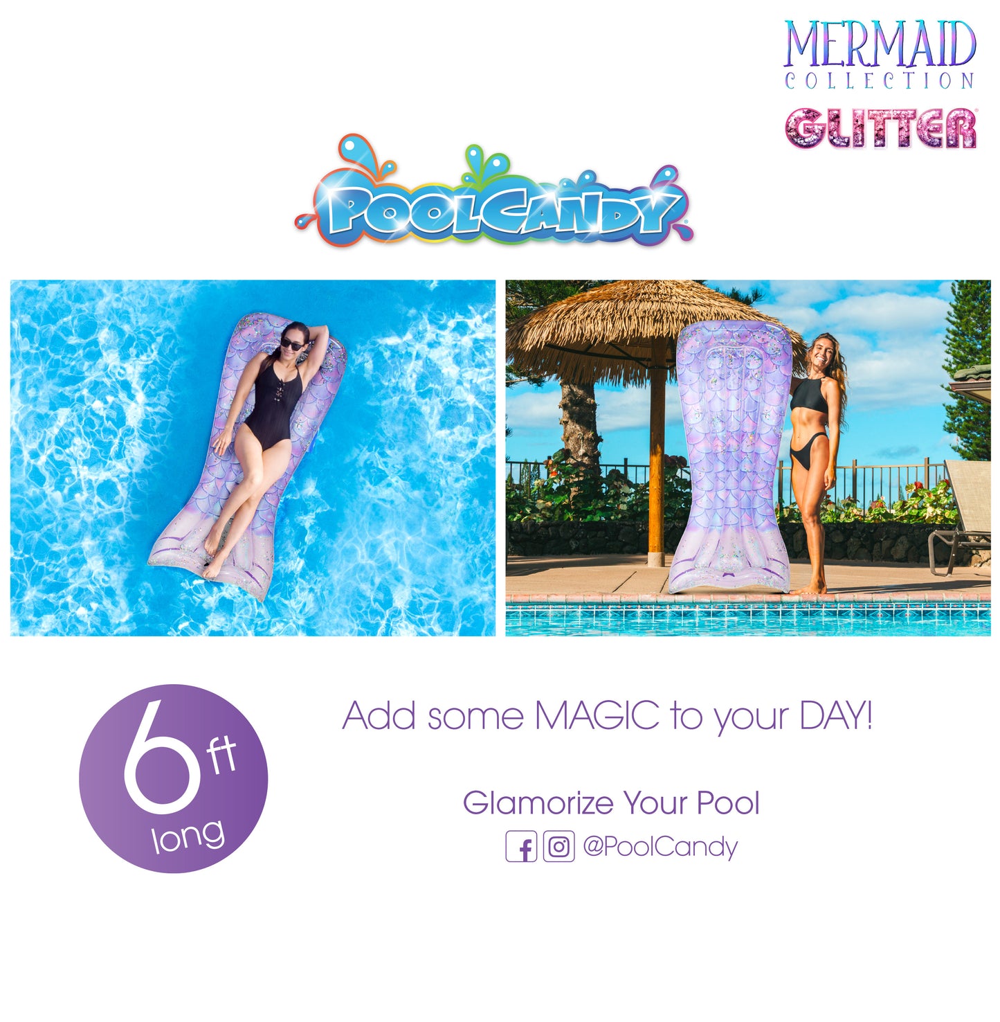 Deluxe Mermaid Tail  Glitter Pool Raft