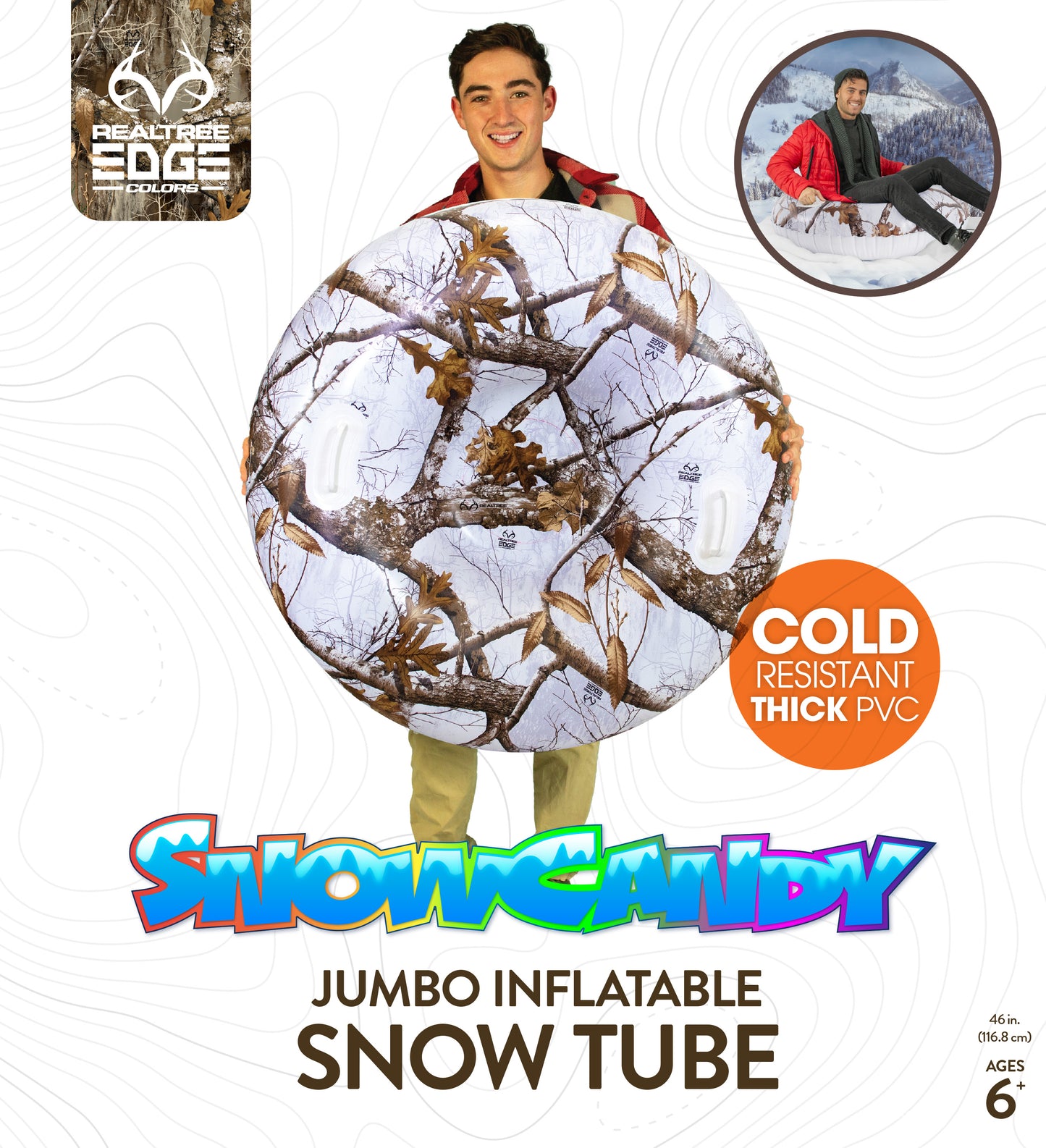 Realtree Camo Camouflage Jumbo Inflatable Heavy-Duty 46" Snow Tube