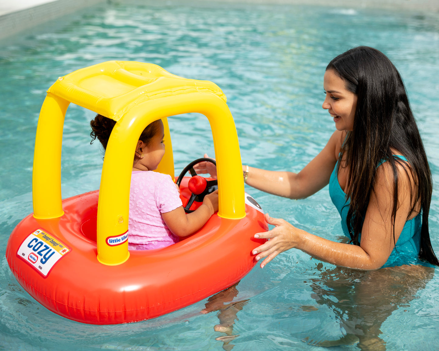 Little Tikes Cozy Coupe Junior Baby Boat - Infant Pool Float with Canopy, Safety Seat, and Steering Wheel