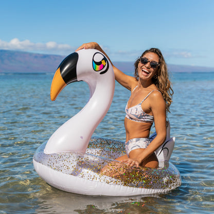 Glitter Swan - 48" Jumbo Beach & Pool Tube
