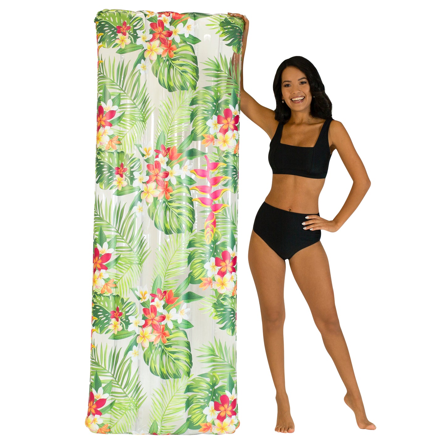 Deluxe Pool Raft 74" x 30  with Tropical Flower Print