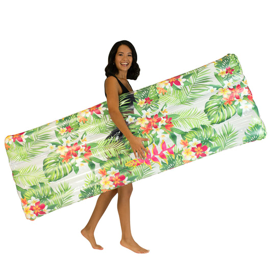 Deluxe Pool Raft 74" x 30  with Tropical Flower Print