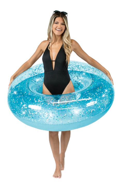 Inflatable Pool Tube Aqua Color Glitter Large