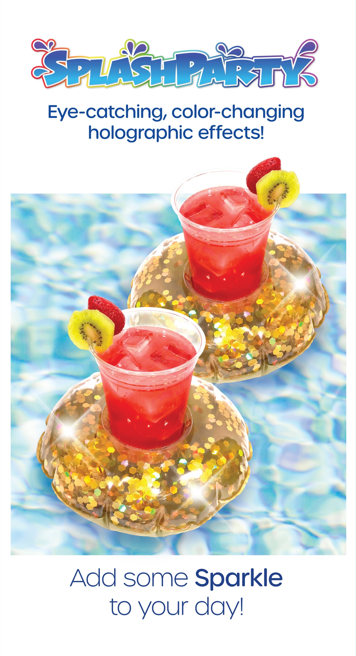 SplashParty Glitter Drink Float 2-Pack Gold Glitter