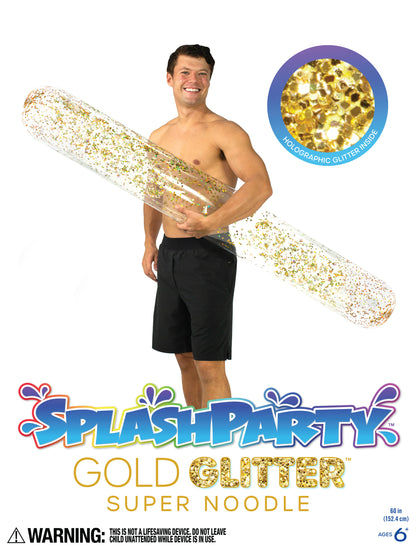 SplashParty 60" Super Noodle with Glitter - Gold Glitter