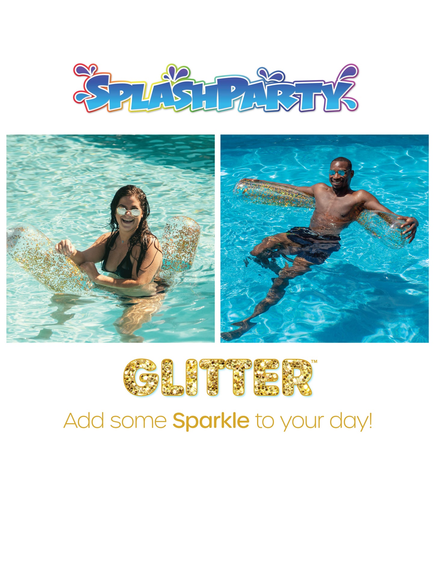 SplashParty 60" Super Noodle with Glitter - Gold Glitter