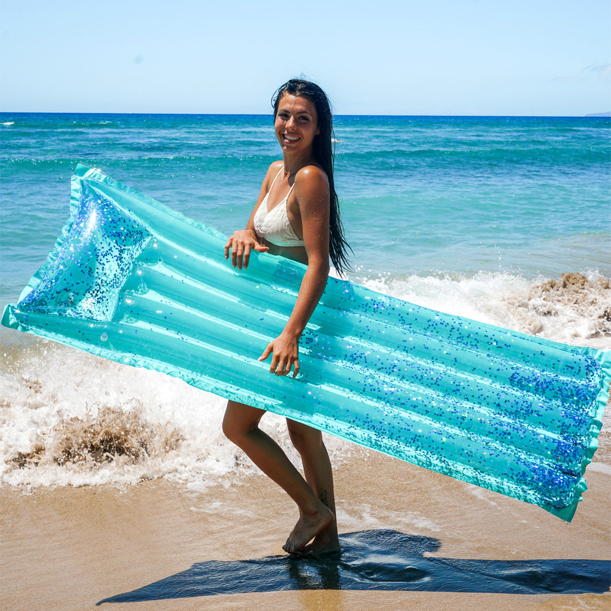 SplashParty Pillow Raft with Glitter - 0.18mm - Aqua Glitter