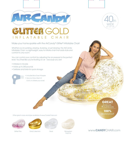 Inflatable Chair BloChair Gold Glitter AirCandy