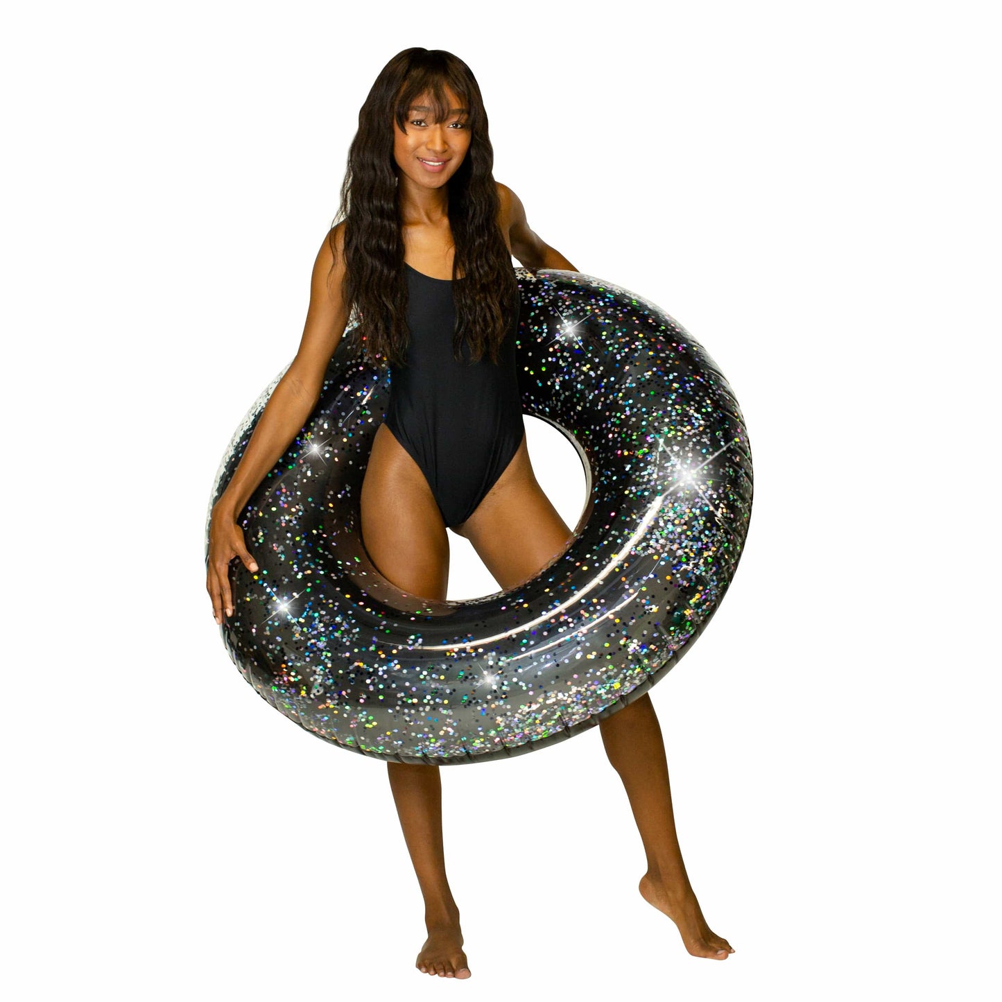 Inflatable Black Onyx Glitter Pool Tube PoolCandy