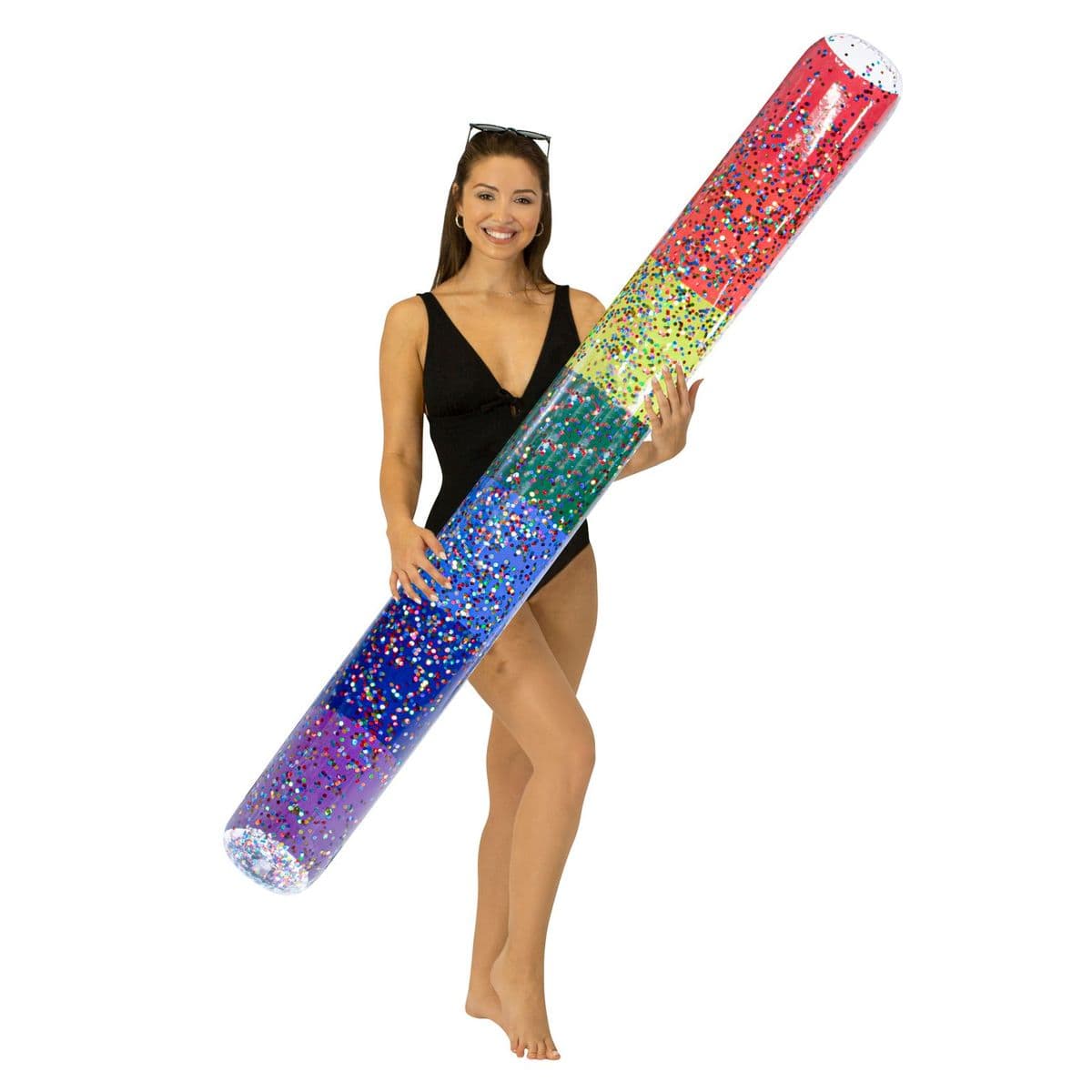 Inflatable Pool Noodle Classic Rainbow Glitter Giant Size