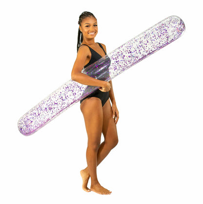 Inflatable Pool Noodle Clear Orchid Glitter Giant Size