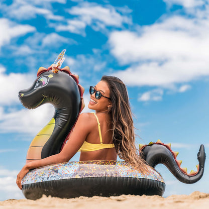 Inflatable Sea Dragon Pool Tube 40 Inch Glitter