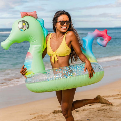 Inflatable Seahorse Pool Tube Glitter PoolCandy