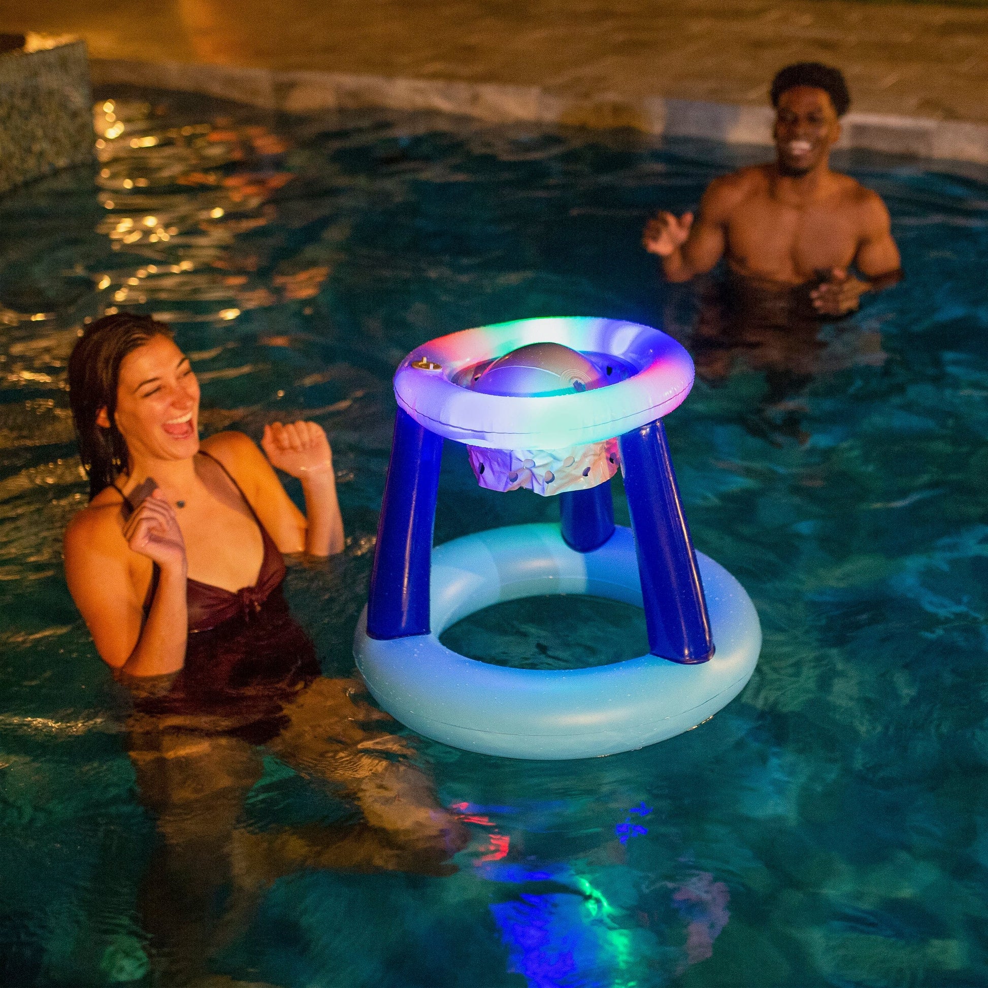 PoolCandy Illuminated Floating LED Basketball Set
