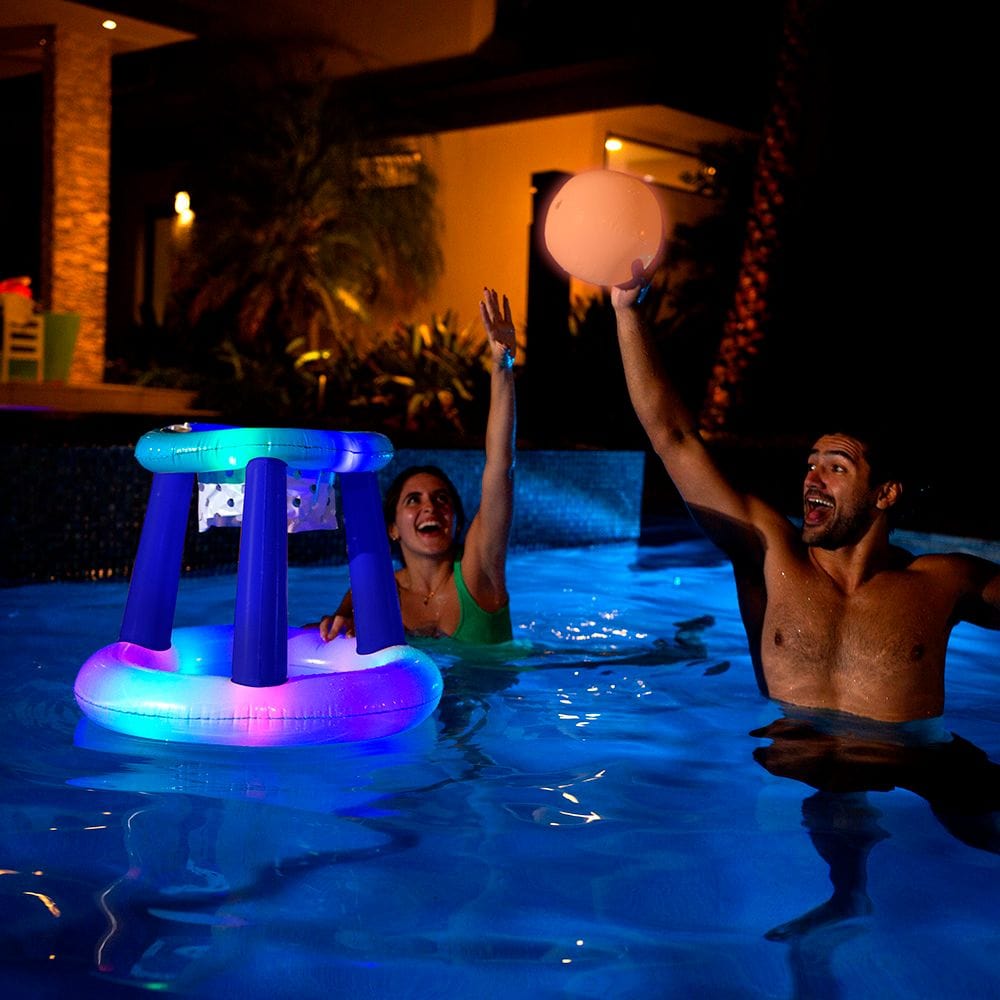 PoolCandy Illuminated Floating LED Basketball Set