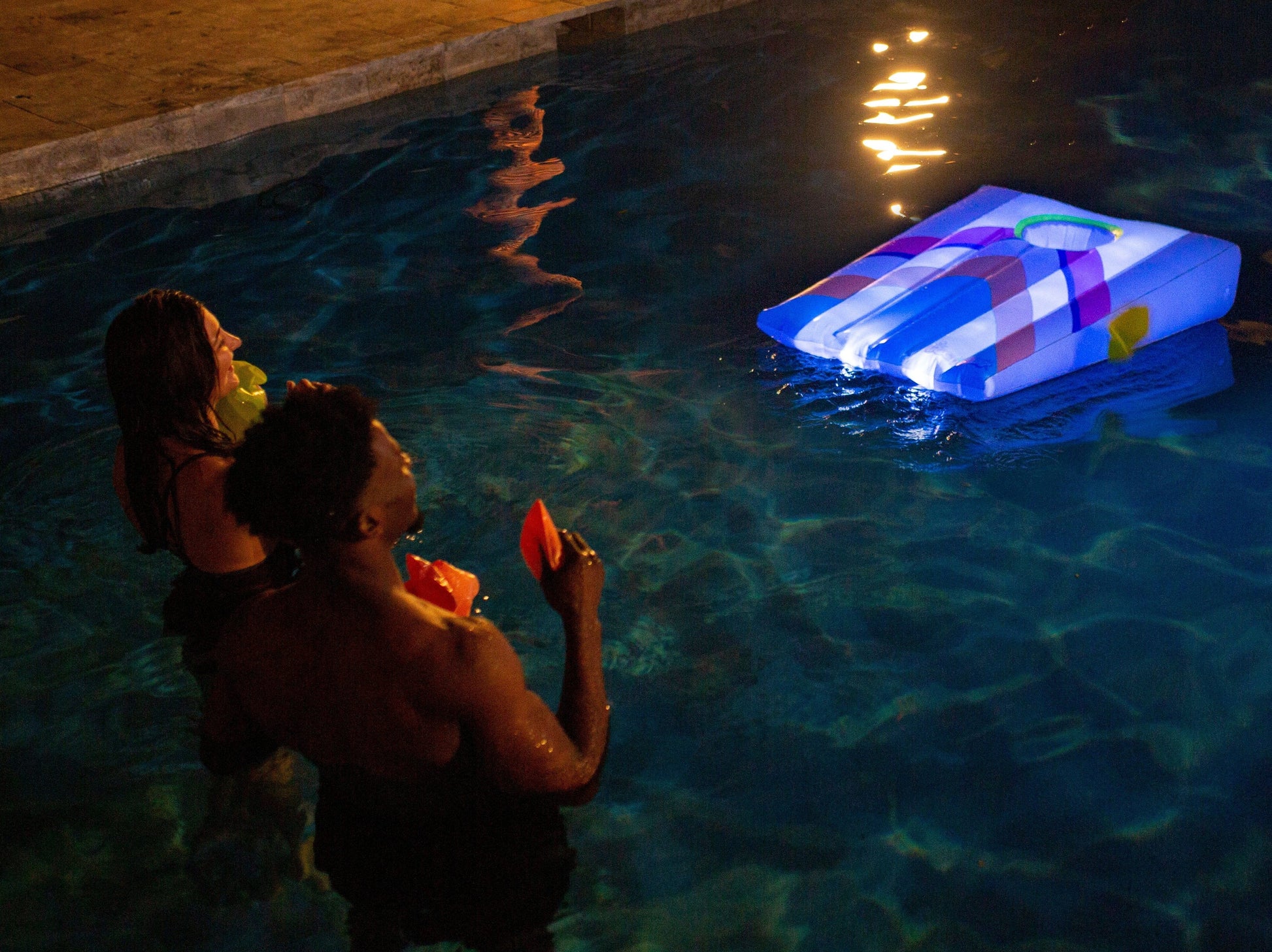 Inflatable Pool Floating Cornhole Game Illuminated LED