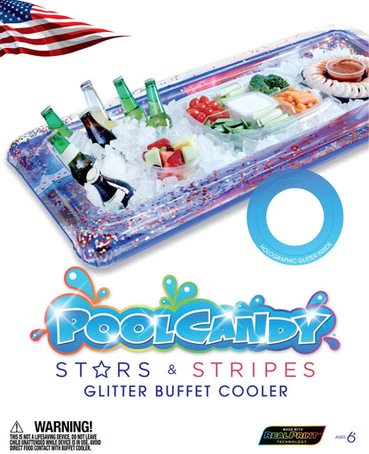 PoolCandy Inflatable Buffet Cooler Inflatable Buffet Cooler Stars & Stripes Glitter