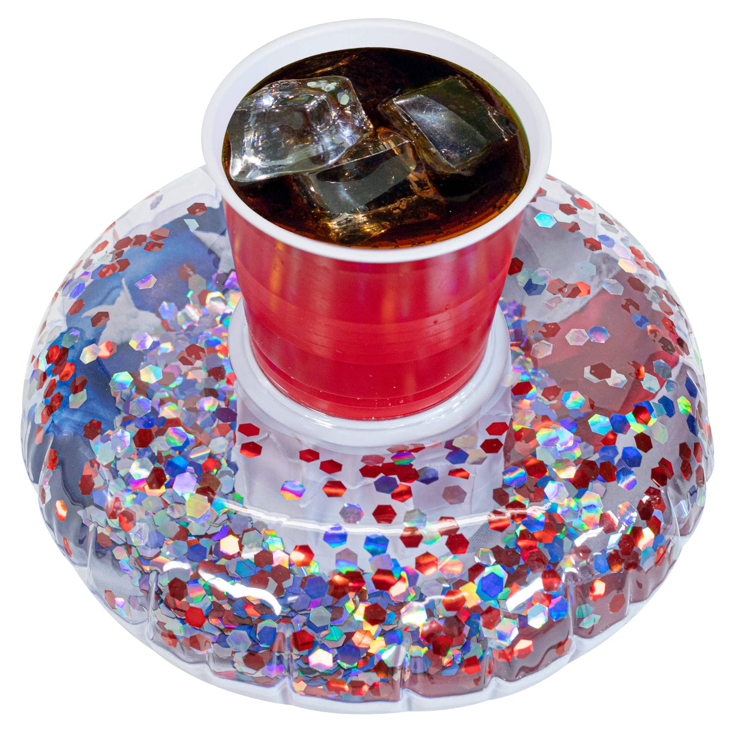 PoolCandy Inflatable Drink Float Inflatable Drink Float Stars & Stripes Glitter PoolCandy