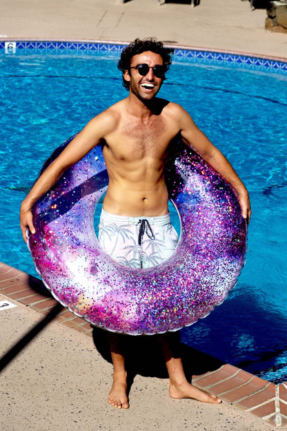 PoolCandy Inflatable Pool Tube Inflatable Galaxy Deep Space Glitter Pool Tube PoolCandy