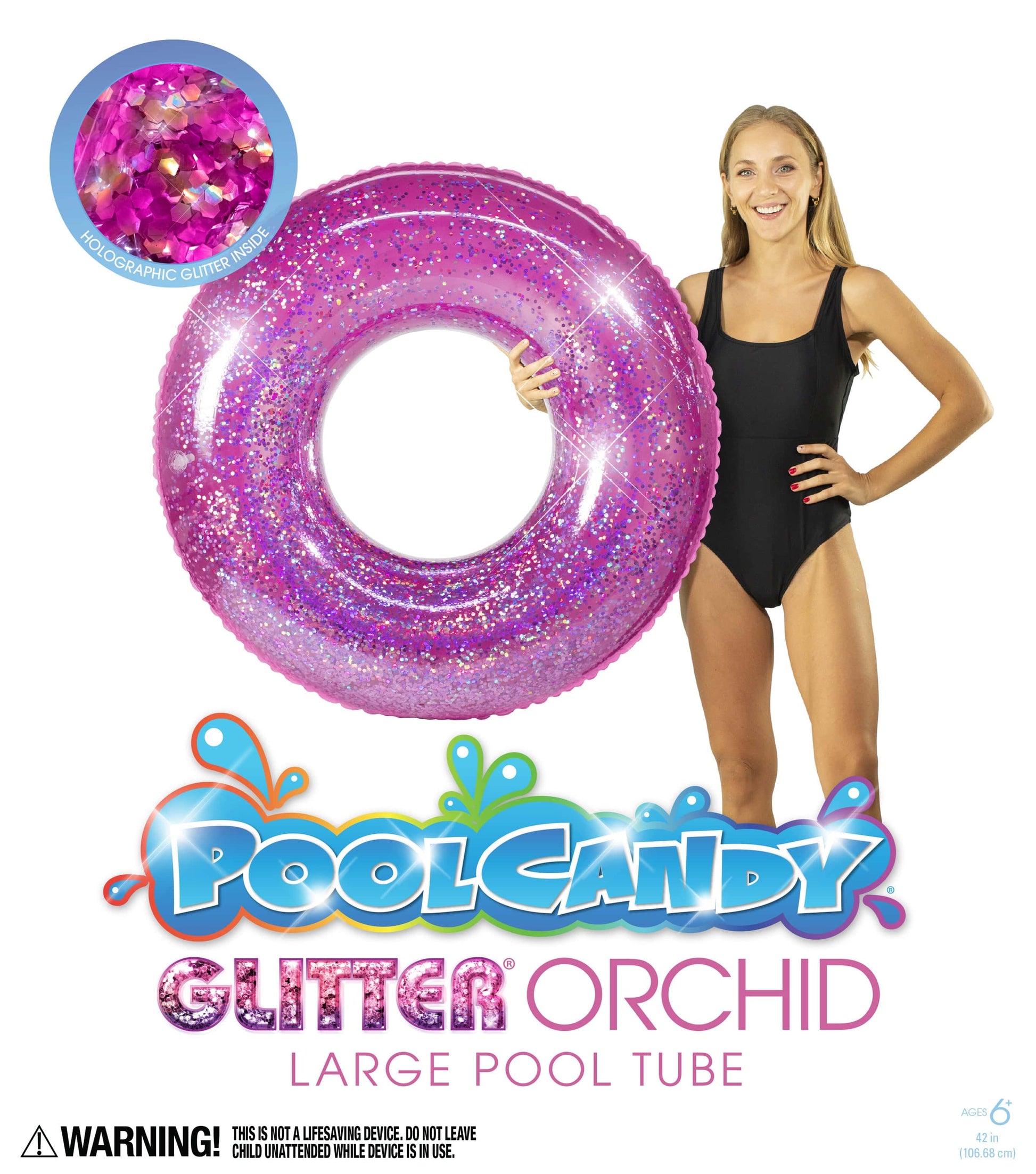PoolCandy Inflatable Pool Tube Inflatable Pool Tube Orchid Glitter Large Size