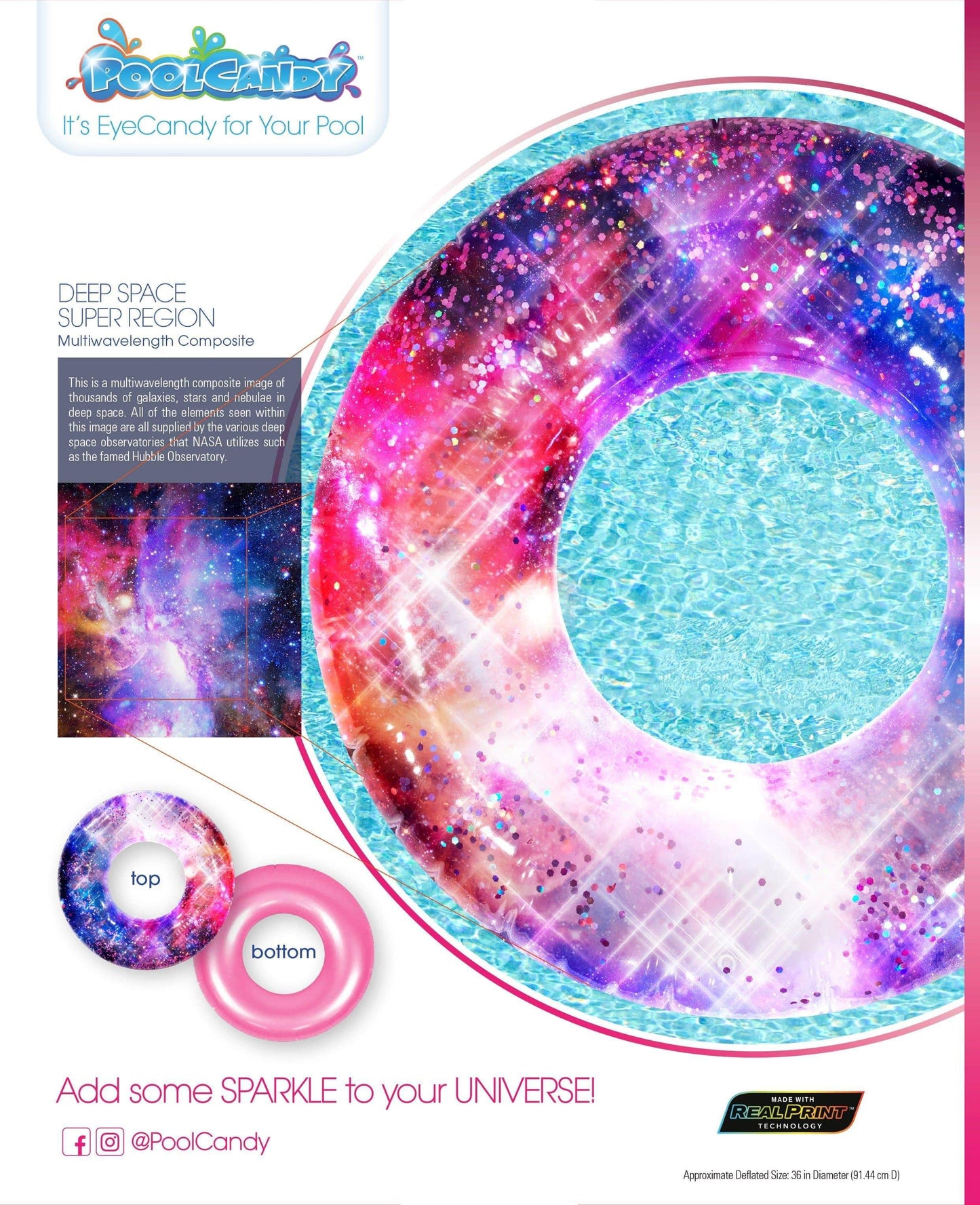 Pink Glitter Deep Space Galaxy | Pool Tube - PoolCandy