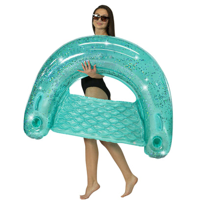Inflatable Sun Chair Glitter Aqua Jumbo Size PoolCandy