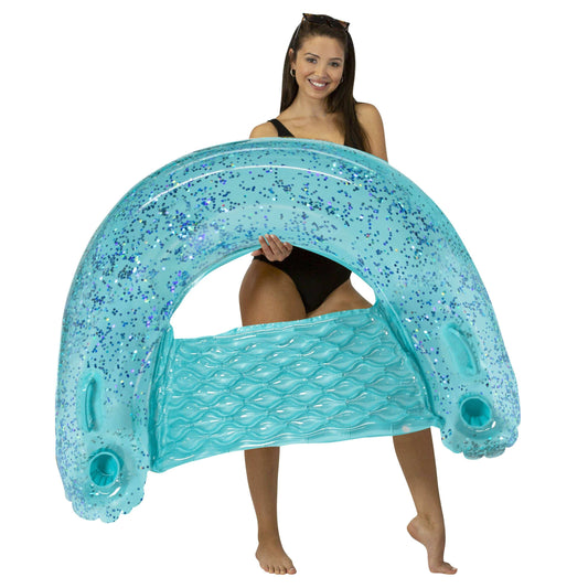 Inflatable Sun Chair Glitter Aqua Jumbo Size PoolCandy