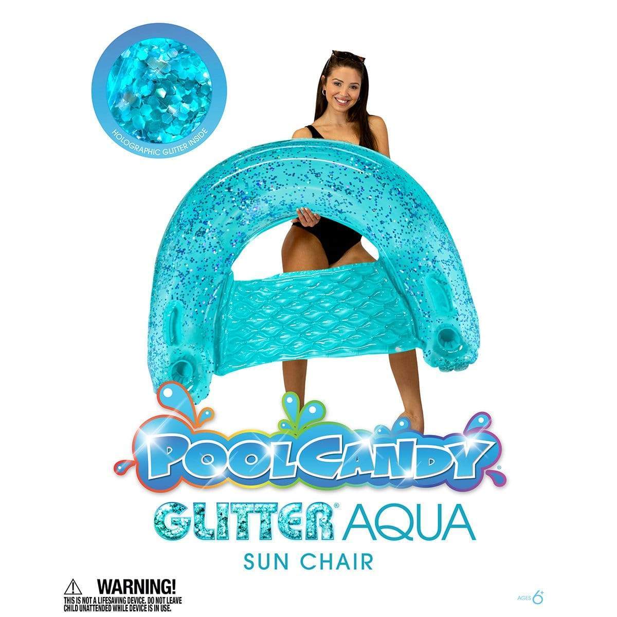 Jumbo Sun Chair Aqua Glitter PoolCandy