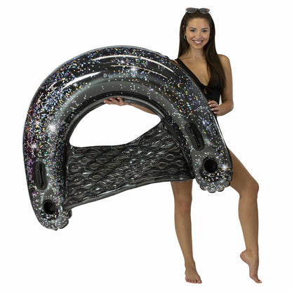 Inflatable Sun Chair Black Onyx Glitter Jumbo Size PoolCandy