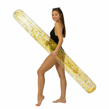 Inflatable Noodle Pool Float Gold Glitter Giant Size