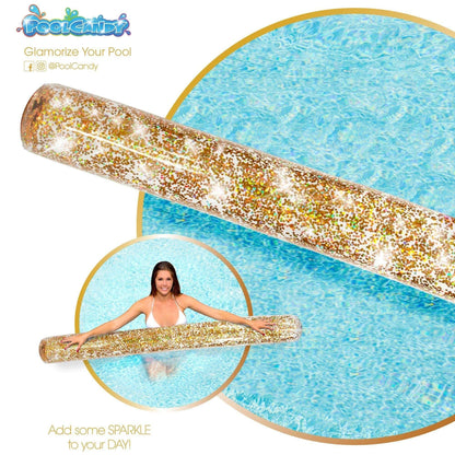 Inflatable Noodle Pool Float Gold Glitter Giant Size