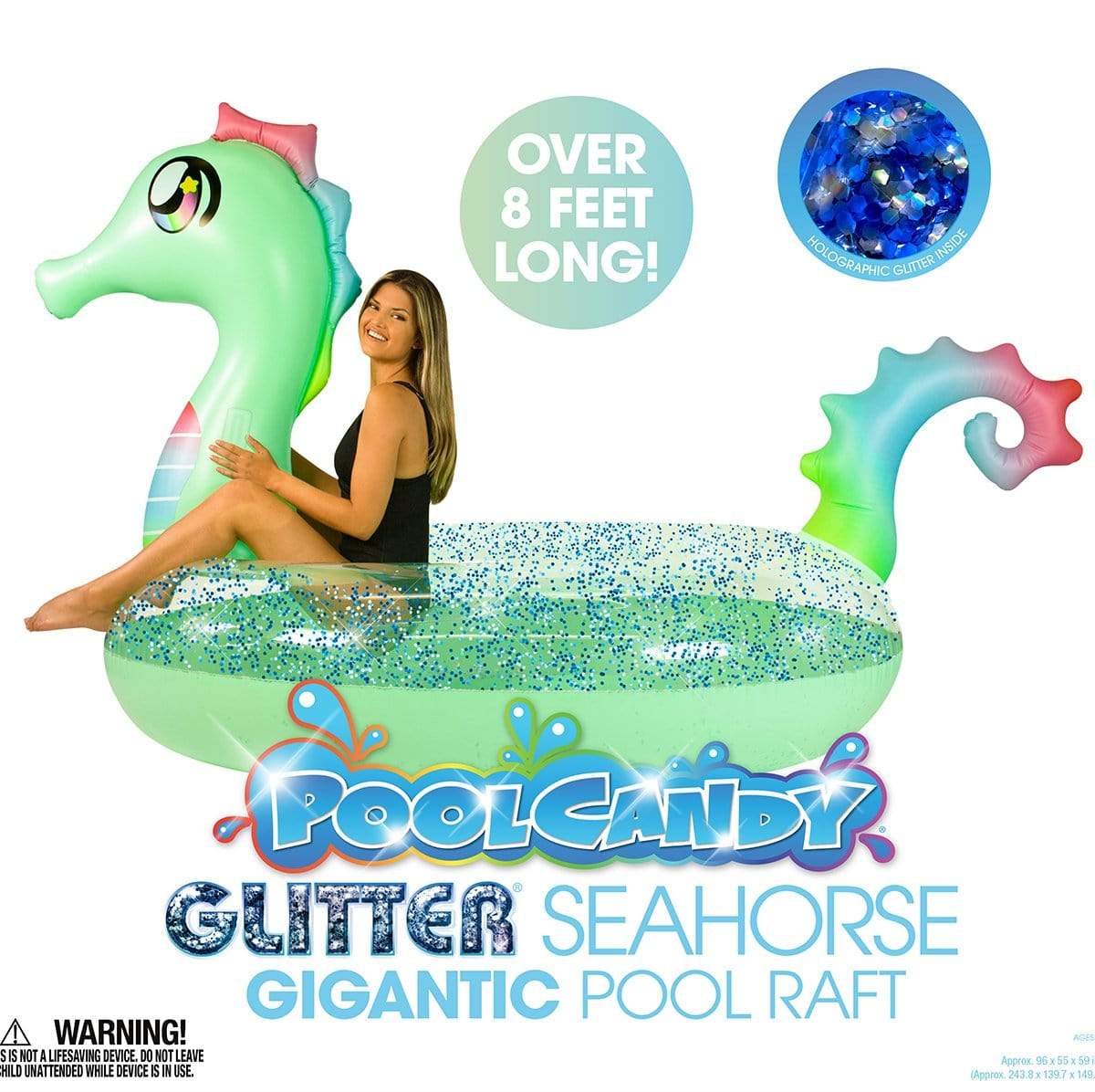 Gigantic Glitter Seahorse Pool Raft PoolCandy