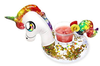 Inflatable Drink Pool Float 2 Glitter Unicorn Animal PoolCandy