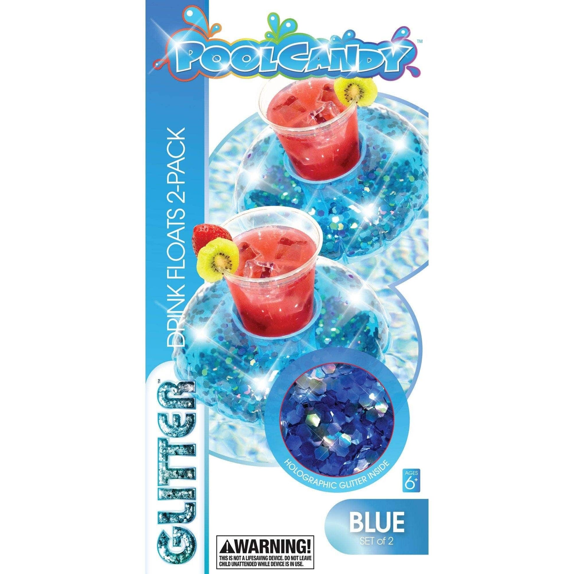 Drink Pool Float Set of two Blue Glitter PoolCandy
