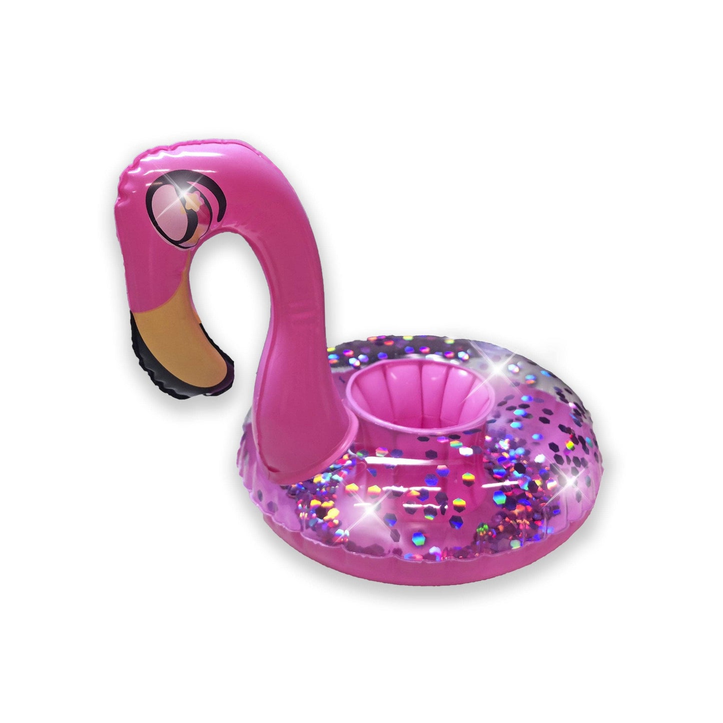 Inflatable Drink Pool Floats two (2) Pink Glitter Flamingo