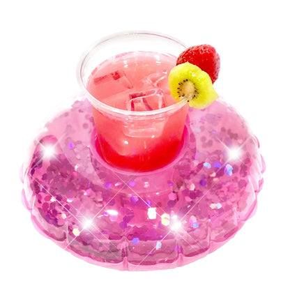 Drink Pool Float Set of 2 Pink Glitter PoolCandy