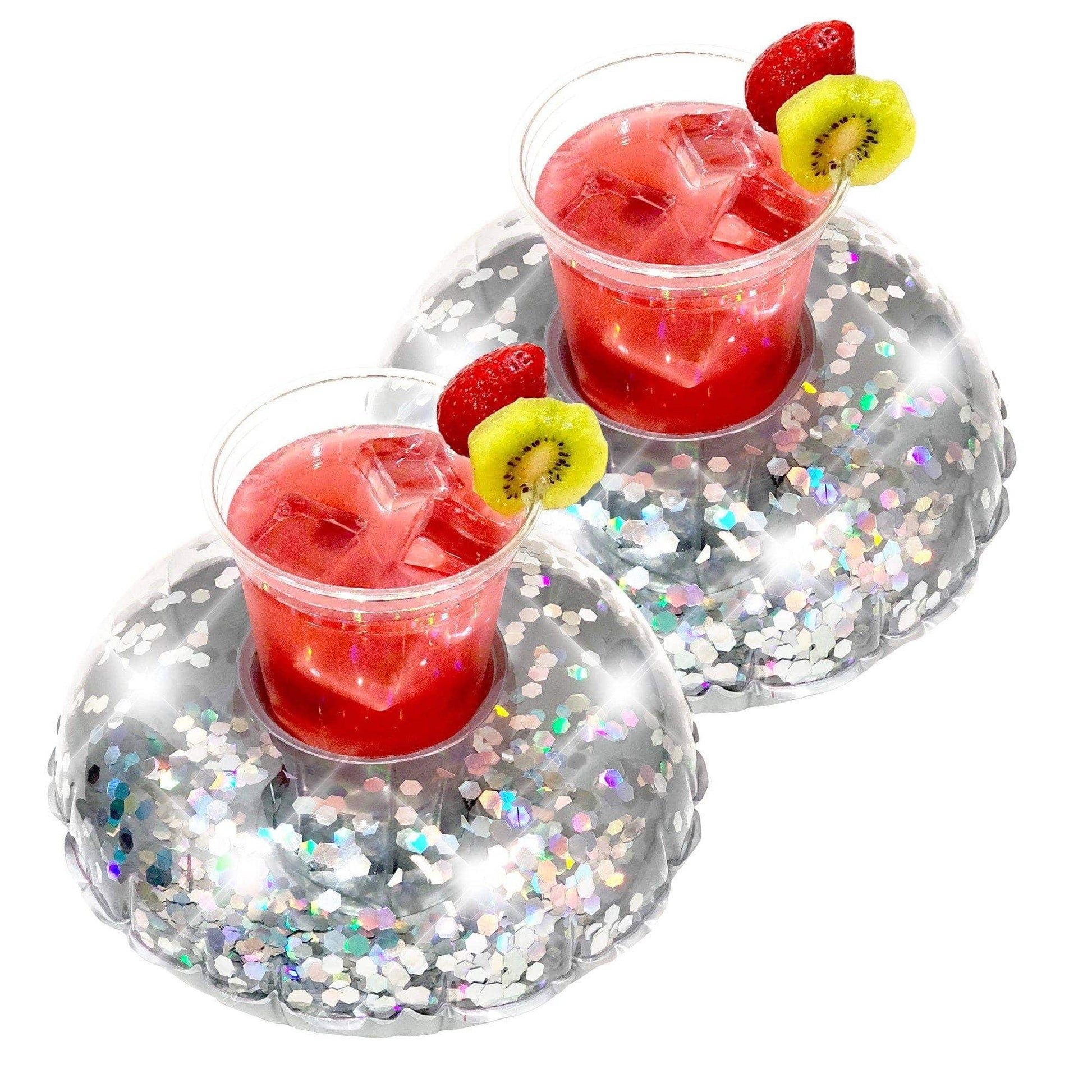 Drink Pool Float for Two Silver Glitter PoolCandy