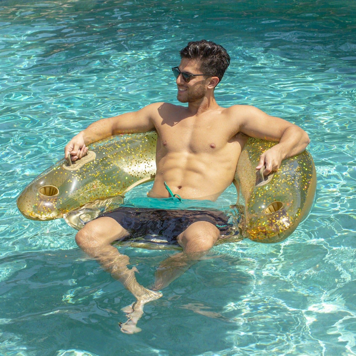 Inflatable Sun Chair Gold Glitter Jumbo Size PoolCandy