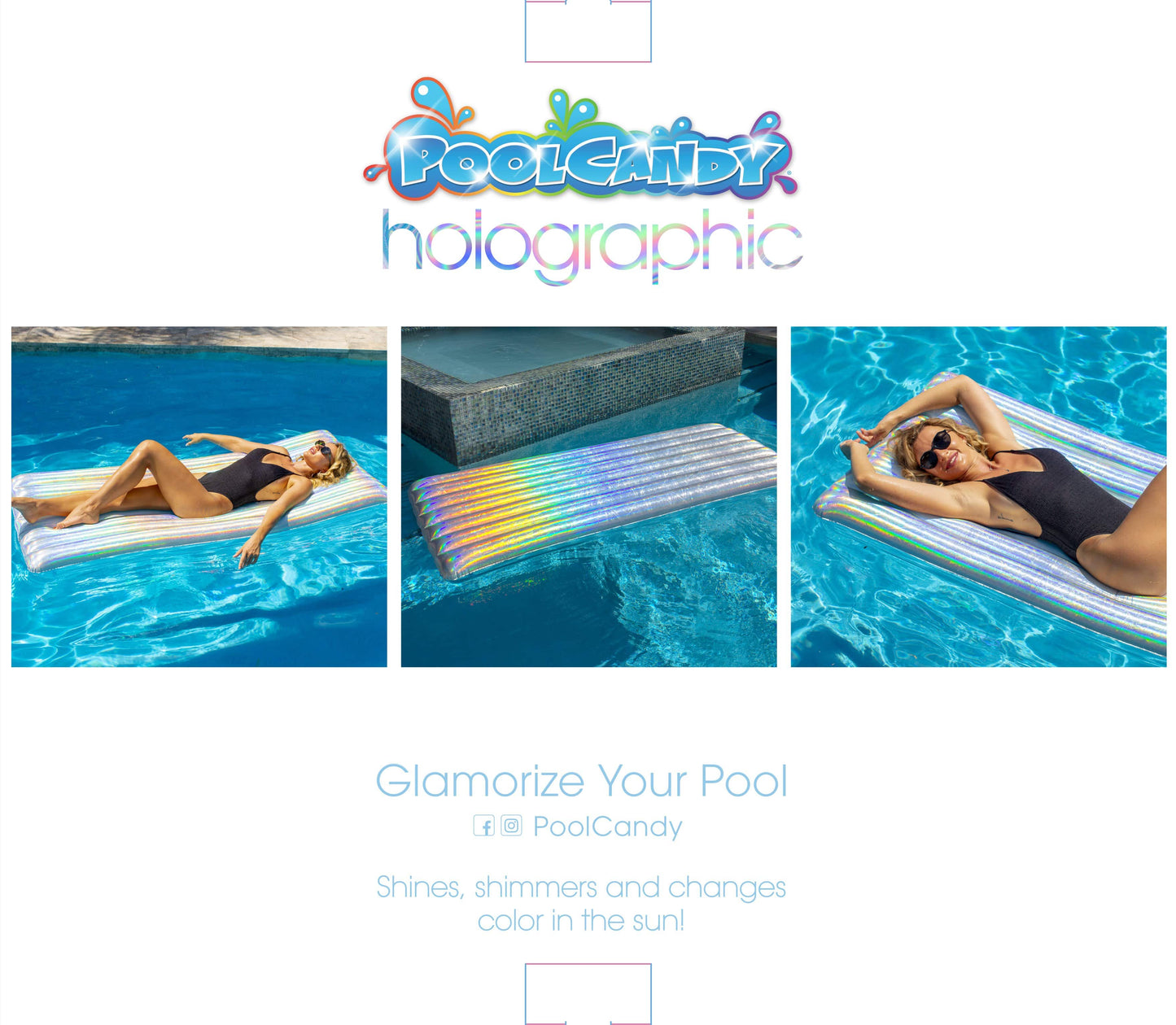 Poolcandy Pool Float PoolCandy Holographic Deluxe Pool Raft - 74 x 30"