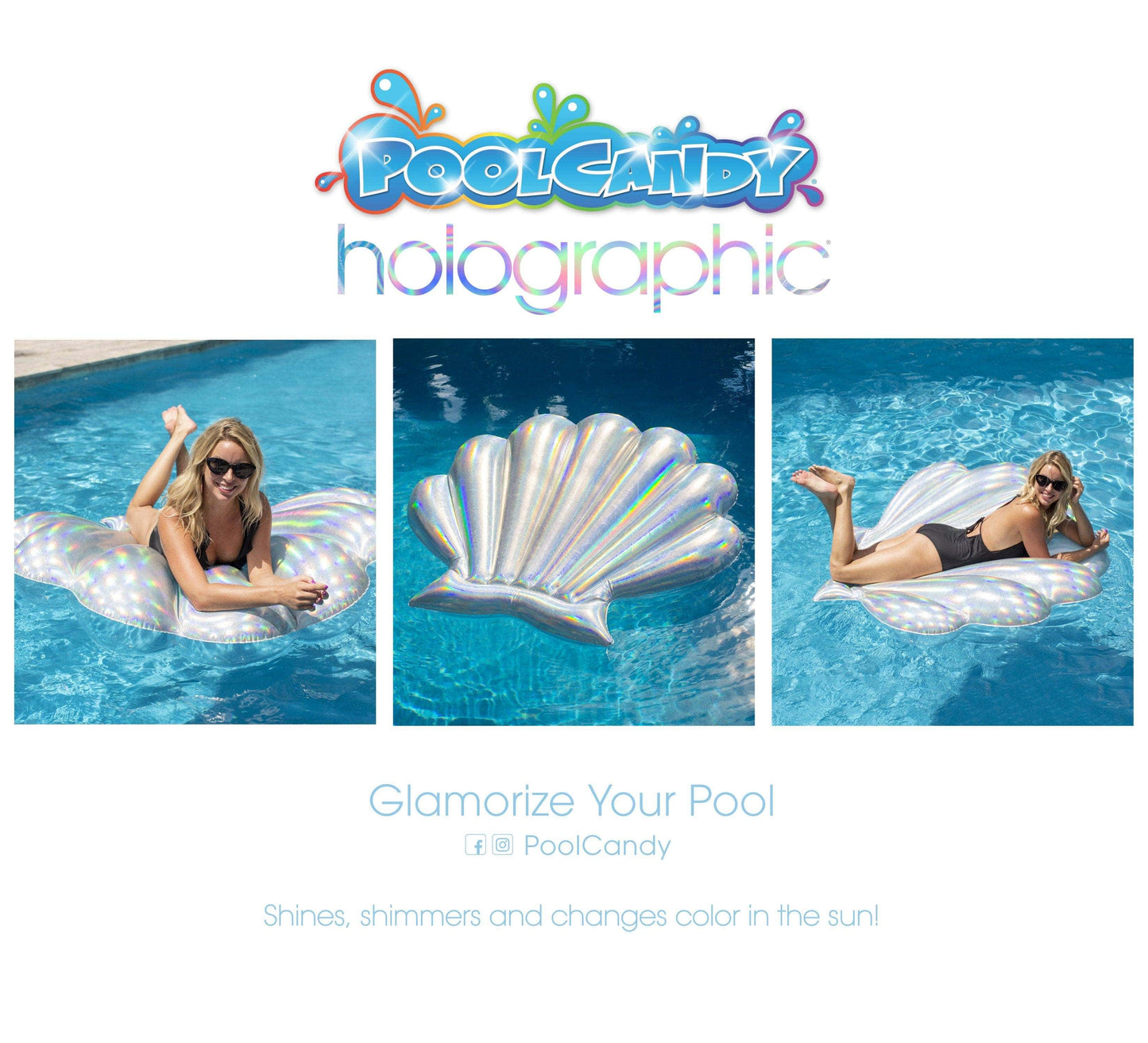Holographic Seashell Pool Float PoolCandy