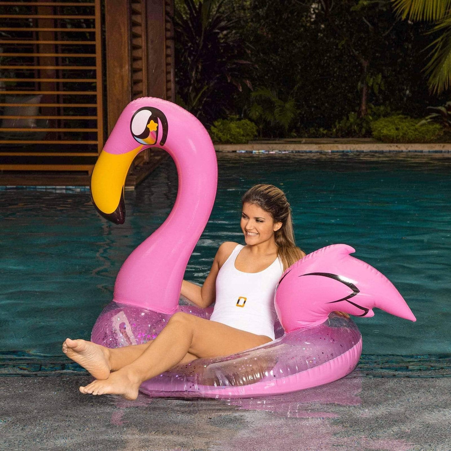 Inflatable Pool Tube Flamingo Animal Glitter PoolCandy