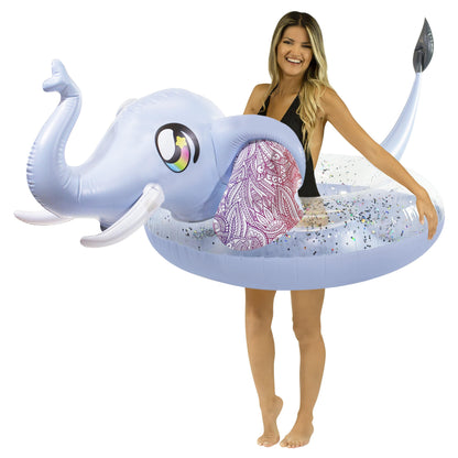 Inflatable Elephant Pool Tube Jumbo 48 inch Glitter PoolCandy