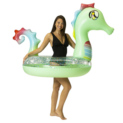 Poolcandy Animal Glitter Seahorse PoolCandy Jumbo Animal Pool Tube, Seahorse
