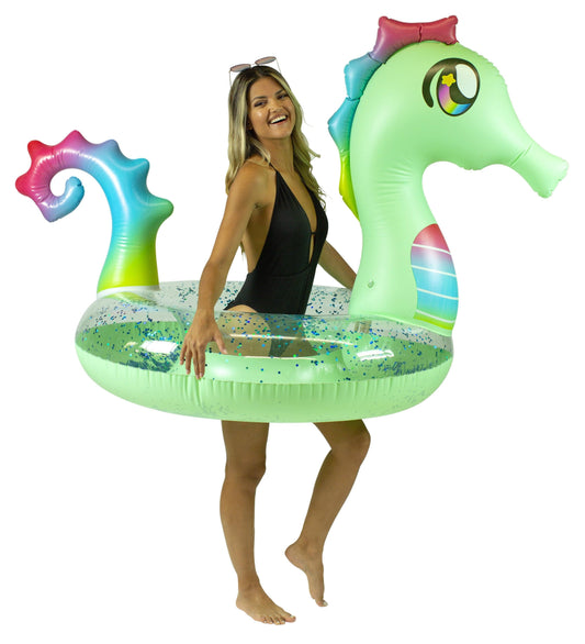 Seahorse Inflatable Pool Tube Jumbo Size PoolCandydy Jumbo Animal Pool Tube, Seahorse