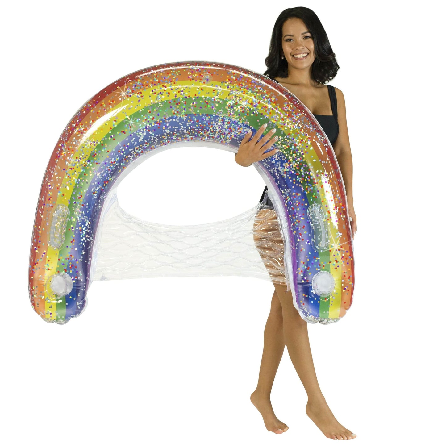 Inflatable Sun Chair Rainbow Classic Glitter Jumbo Size  PoolCandy