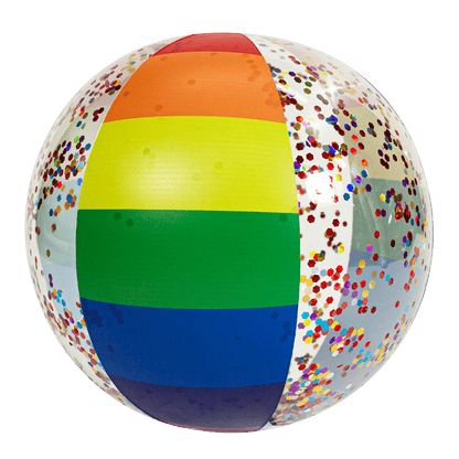Inflatable Beach Ball Classic Rainbow Glitter PoolCandy