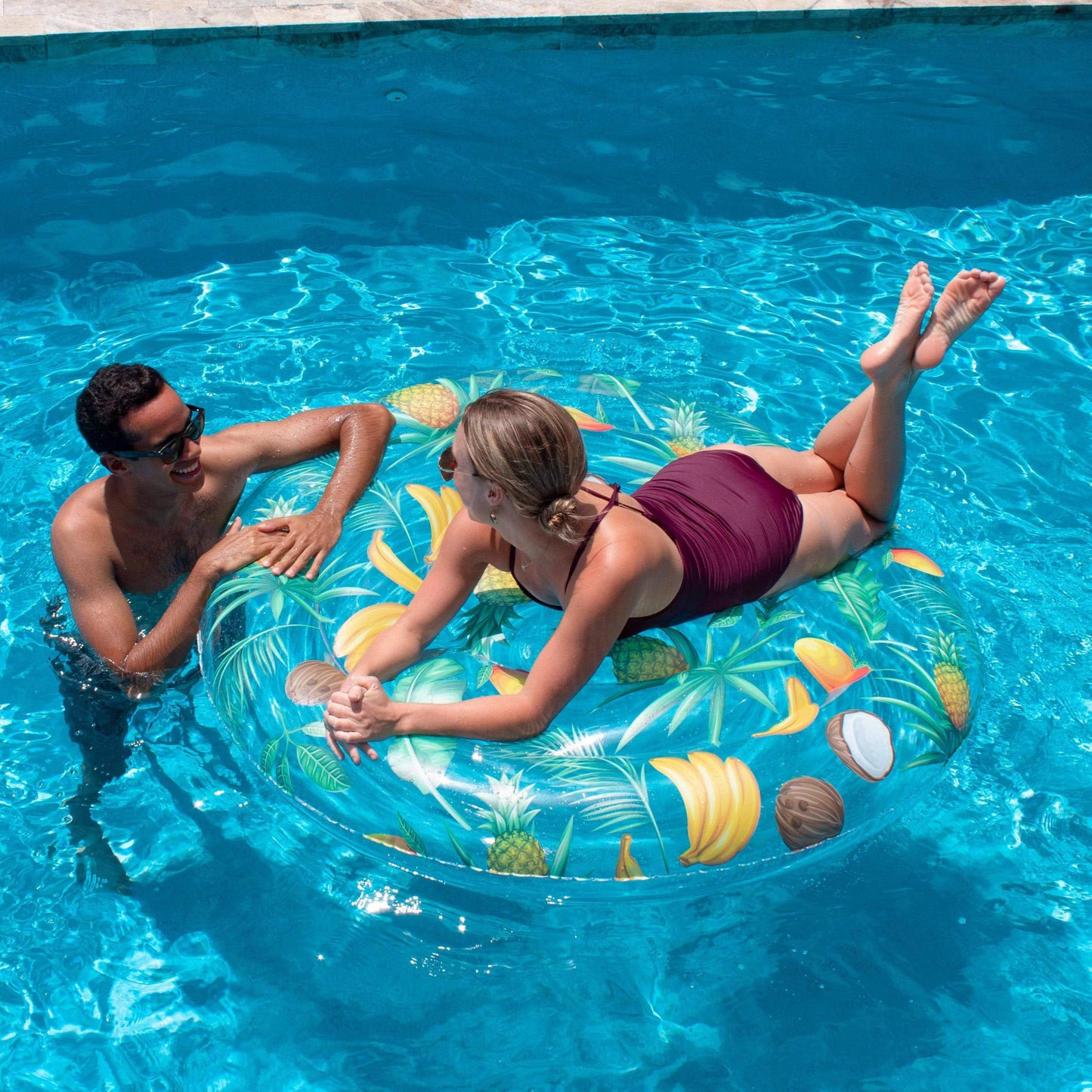 PoolCandy Pool Raft PoolCandy Resort Collection Tropical Fruit Jumbo Island - 60" Inflatable Floating Raft