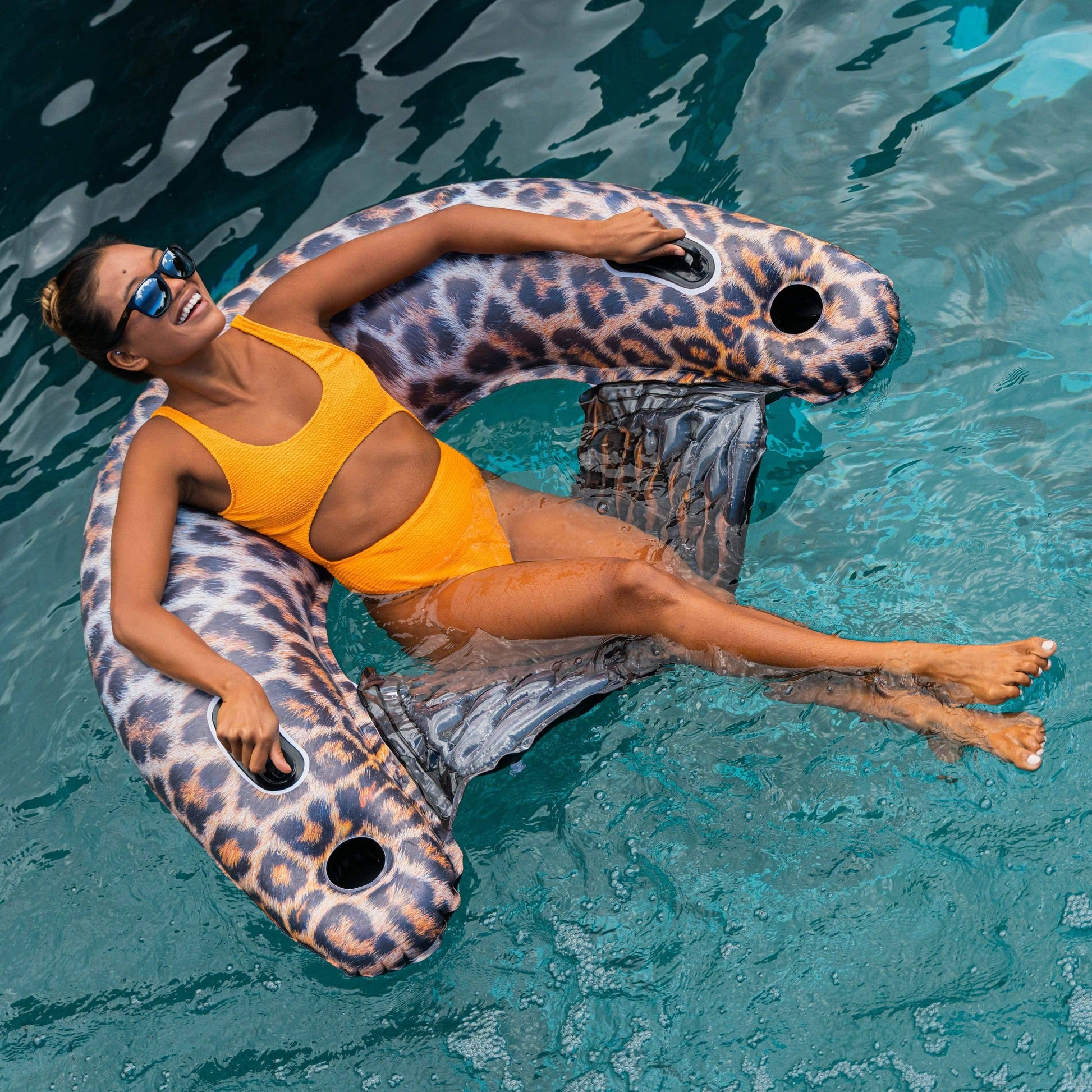 Inflatable Sun Chair Leopard Print Jumbo Size PoolCandy